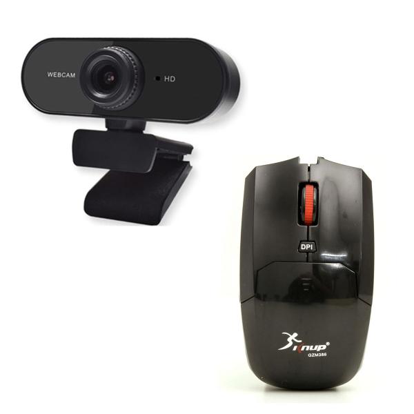 Imagem de Kit Webcam USB Full HD 1080P c/ Mic + Mouse USB 1600dpi