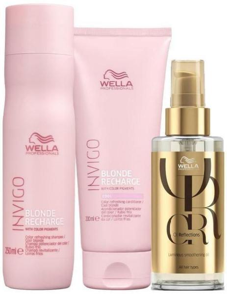 Imagem de Kit Wella Invigo Blonde Recharge - Sh E Cond E Óleo