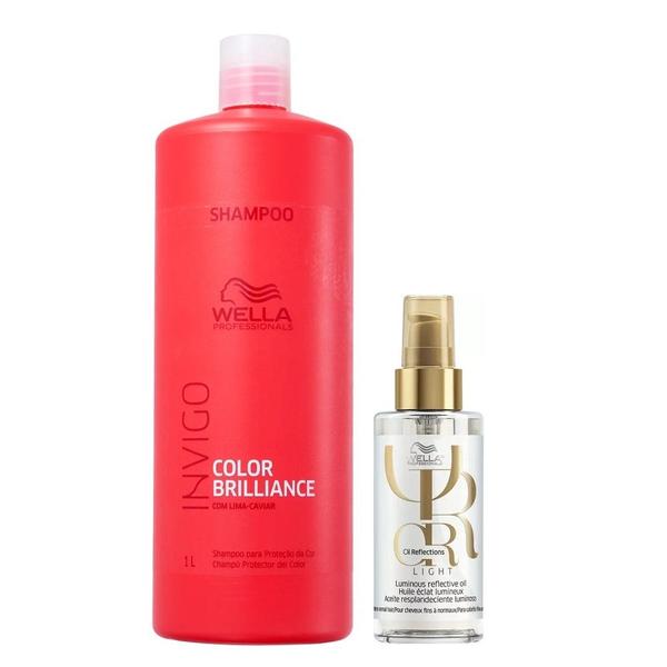 Imagem de Kit Wella Professionals Invigo Color Brilliance Shampoo 1 Litro + Oil Reflections Light 100ml