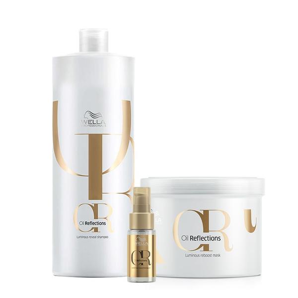 Kit Wella Professionals Oil Reflections Shampoo Máscara Grande e Oil Reflections (3 produt... Kit Wella Professionals Oil Reflections Shampoo Máscara Grande e Oil Reflections (3 produt...
