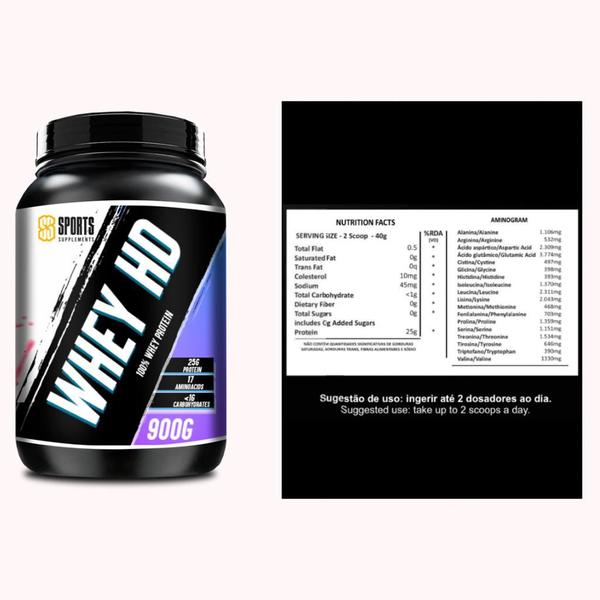 Kit Whey 100%HD 900g + Creatina 150g + Termogênico Blaze Fat Burn 60 Caps - Sports Supplements Imagem de Kit Whey 100%HD 900g + Creatina 150g + Termogênico Blaze Fat Burn 60 Caps - Sports Supplements
