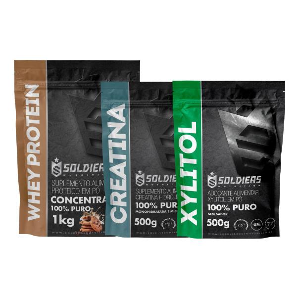 Imagem de Kit: Whey Concentrado 2Kg + Creatina Monohidratada 500g + Xylitol 500g - Soldiers Nutrition