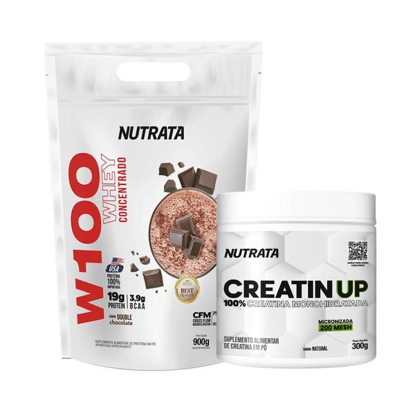 Imagem de Kit Whey + Creatina Nutrata - Whey concentrado w100 - Creatina 300g 100% pura