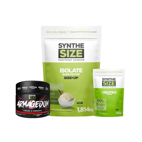 Imagem de Kit Whey Isolate Refil 1814g Baunilha + Armagedom 150g Limonada Suíça + Creatina 120g Synthesize