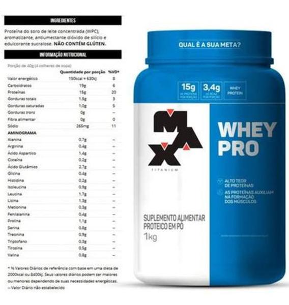 Imagem de Kit Whey Pro 1kg + Bcaa 60 caps + Creatina 100g Max Titanium