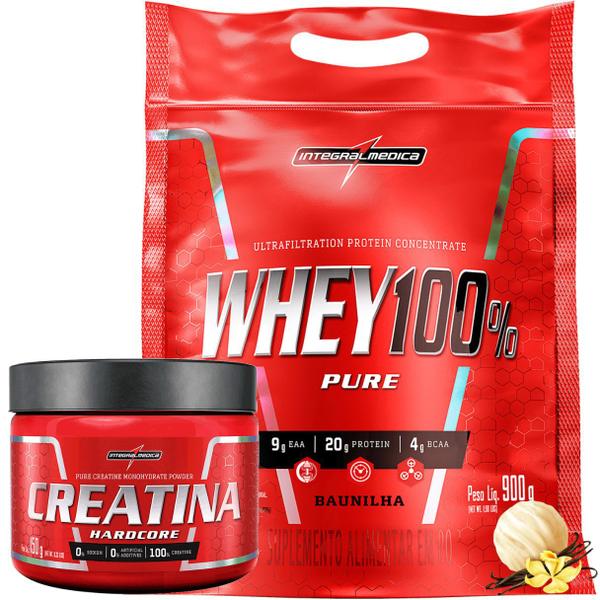 Kit Whey Protein 100% + Creatina 150g Pura - Integralmedica Imagem de Kit Whey Protein 100% + Creatina 150g Pura - Integralmedica