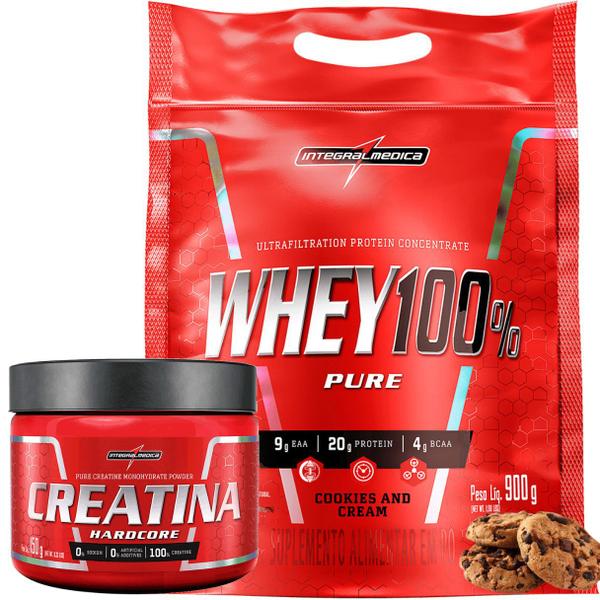 Imagem de Kit Whey Protein 100% + Creatina 150g Pura - Integralmedica