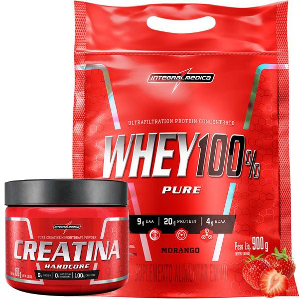 Kit Whey Protein 100% + Creatina 150g Pura - Integralmedica Imagem de Kit Whey Protein 100% + Creatina 150g Pura - Integralmedica