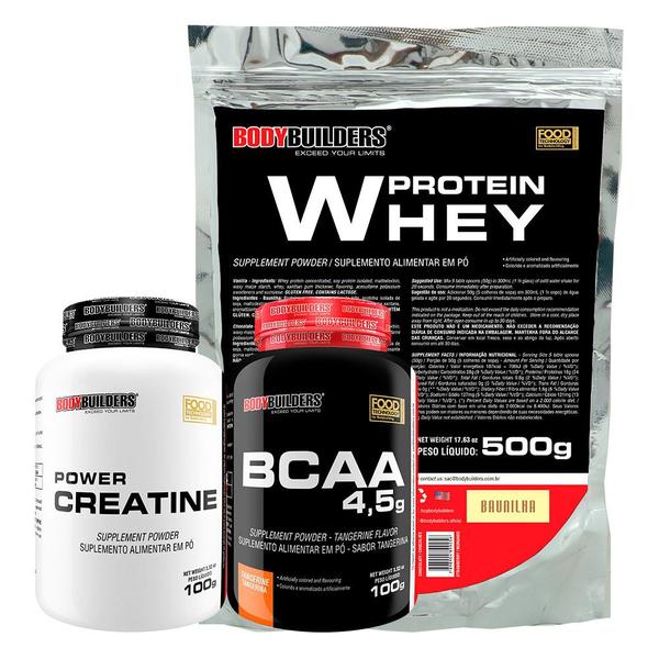 Imagem de Kit Whey Protein 500g + BCAA 100g+ Power Creatina 100g - Bodybuilders