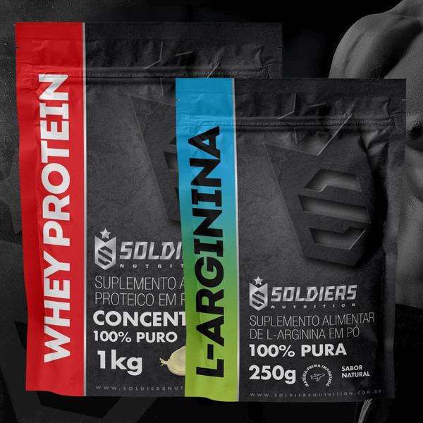 Imagem de Kit: Whey Protein Concentrado 1Kg + Arginina 250g - 100% Importado - Soldiers Nutrition