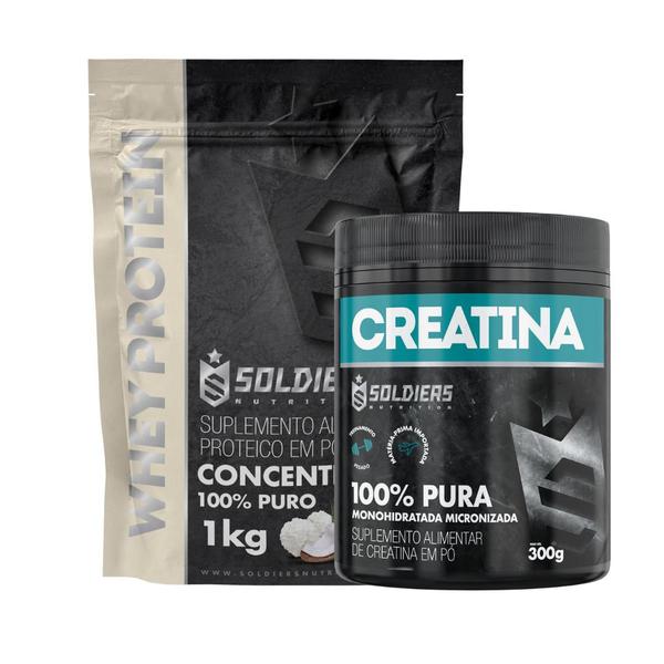 Imagem de Kit: Whey Protein Concentrado 1Kg + Creatina 300g 100% Importado - Soldiers Nutrition