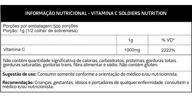 Imagem de Kit: Whey Protein Concentrado 1kg + Creatina 500g + Vitamina C Em Pó 500g + Arginina 250g - 100% Importado - Soldiers Nu