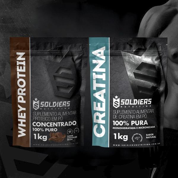 Imagem de Kit: Whey Protein Concentrado 1Kg + Creatina Monohidratada 1Kg - 100% Importado - Soldiers Nutrition