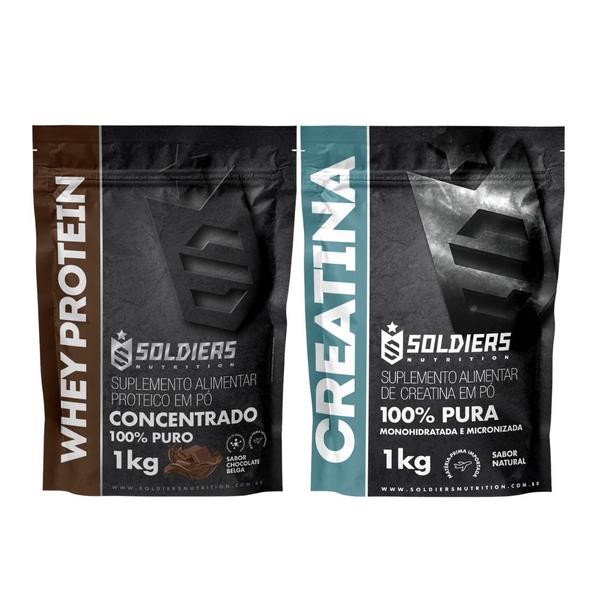 Imagem de Kit: Whey Protein Concentrado 1Kg + Creatina Monohidratada 1Kg - 100% Importado - Soldiers Nutrition