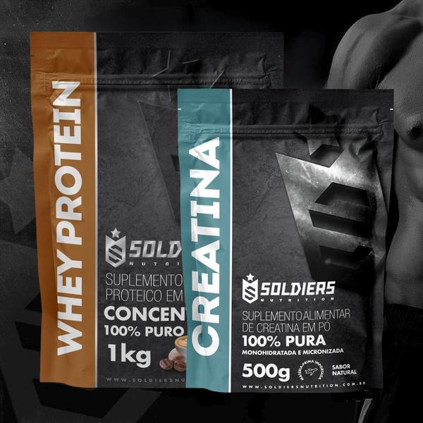 Imagem de Kit: Whey Protein Concentrado 1Kg  + Creatina Monohidratada 500g - 100% Importado - Soldiers Nutrition