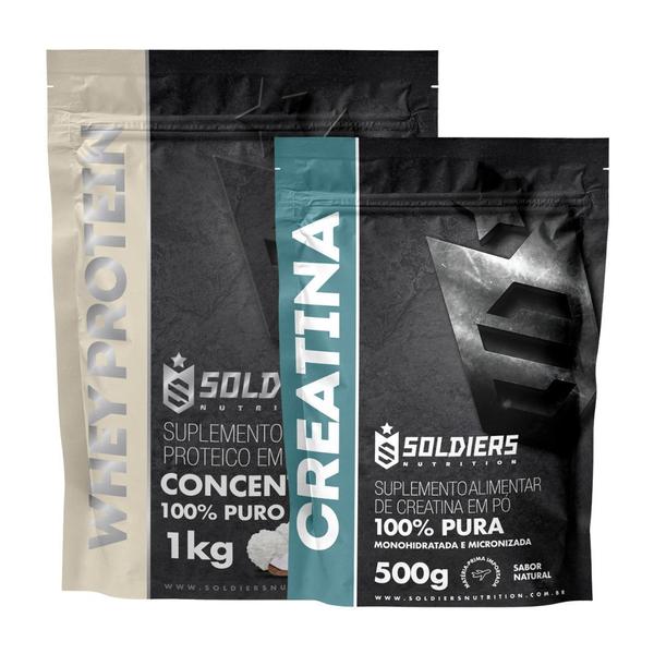 Imagem de Kit: Whey Protein Concentrado 1Kg  + Creatina Monohidratada 500g - 100% Importado - Soldiers Nutrition