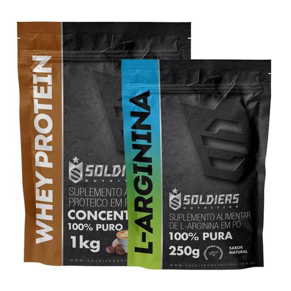 Kit: Whey Protein Concentrado 2Kg + Arginina 250g - 100% Importado - Soldiers Nutrition Imagem de Kit: Whey Protein Concentrado 2Kg + Arginina 250g - 100% Importado - Soldiers Nutrition