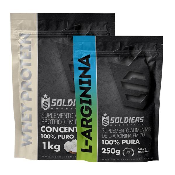 Imagem de Kit: Whey Protein Concentrado 2Kg + Arginina 250g - 100% Importado - Soldiers Nutrition