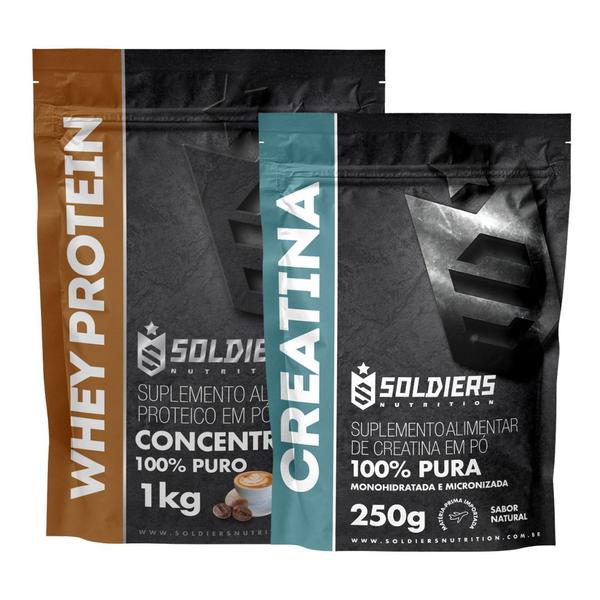 Imagem de Kit: Whey Protein Concentrado 2Kg + Creatina Monohidratada 250g - 100% Importado - Soldiers Nutrition