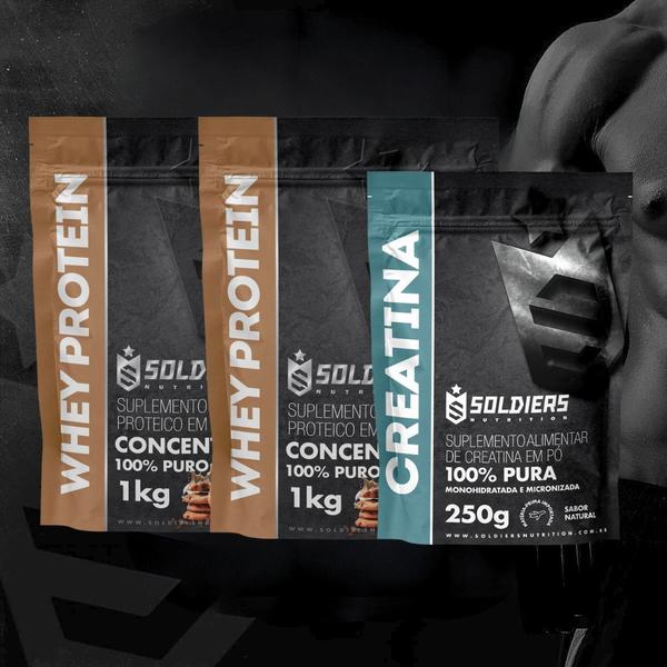 Imagem de Kit: Whey Protein Concentrado 2Kg + Creatina Monohidratada 250g - 100% Importado - Soldiers Nutrition