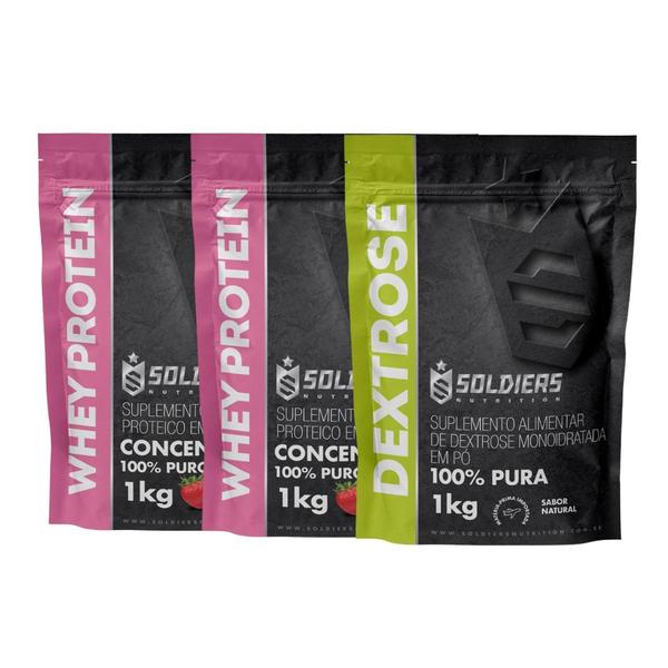 Imagem de Kit: Whey Protein Concentrado 2kg + Dextrose 1kg - 100% Importado - Soldiers Nutrition