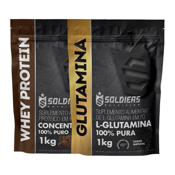 Imagem de Kit: Whey Protein Concentrado 2Kg + Glutamina 1Kg - 100% Importado - Soldiers Nutrition