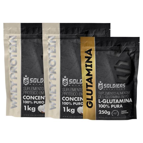 Kit: Whey Protein Concentrado 2Kg + Glutamina 250g - 100% Importado - Soldiers Nutrition Imagem de Kit: Whey Protein Concentrado 2Kg + Glutamina 250g - 100% Importado - Soldiers Nutrition