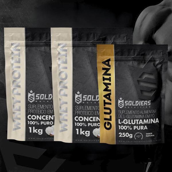 Kit: Whey Protein Concentrado 2Kg + Glutamina 250g - 100% Importado - Soldiers Nutrition Imagem de Kit: Whey Protein Concentrado 2Kg + Glutamina 250g - 100% Importado - Soldiers Nutrition