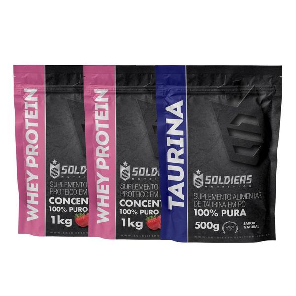 Imagem de Kit: Whey Protein Concentrado 2kg + Taurina 500g - 100% Importado - Soldiers Nutrition