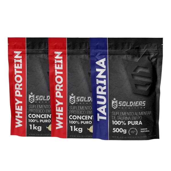 Imagem de Kit: Whey Protein Concentrado 2kg + Taurina 500g - 100% Importado - Soldiers Nutrition