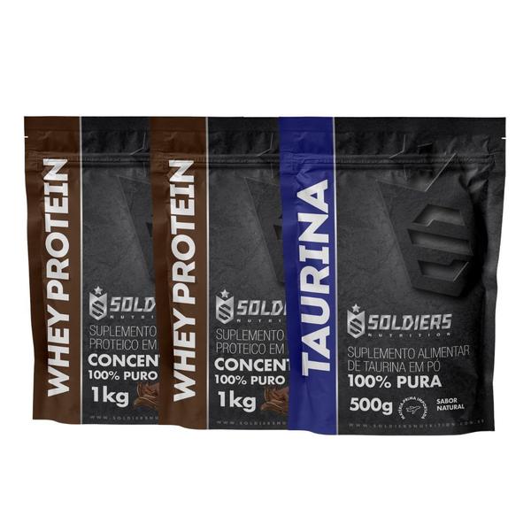 Imagem de Kit: Whey Protein Concentrado 2kg + Taurina 500g - 100% Importado - Soldiers Nutrition