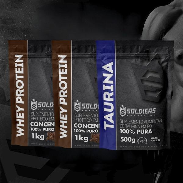 Imagem de Kit: Whey Protein Concentrado 2kg + Taurina 500g - 100% Importado - Soldiers Nutrition