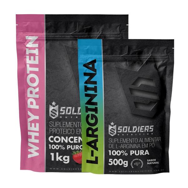 Imagem de Kit: Whey Protein Concentrado 3Kg + Arginina 500g - 100% Importado - Soldiers Nutrition