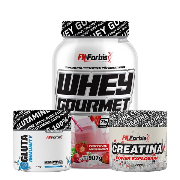 Imagem de Kit Whey Protein Gourmet Pote + Creatina 300g + Gluta Immunity 150g - FN Forbis