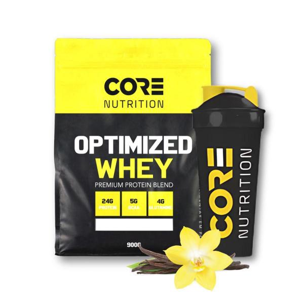 Imagem de Kit Whey Protein Optmized 900G + Coqueteleira Core Nutrition