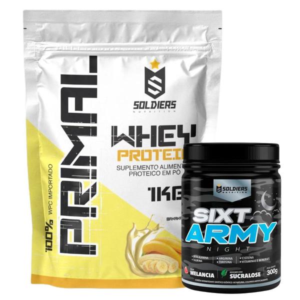 Imagem de Kit: Whey Protein Primal 1Kg 100% Importado + Pré-Treino Sixt Army - Soldiers Nutrition