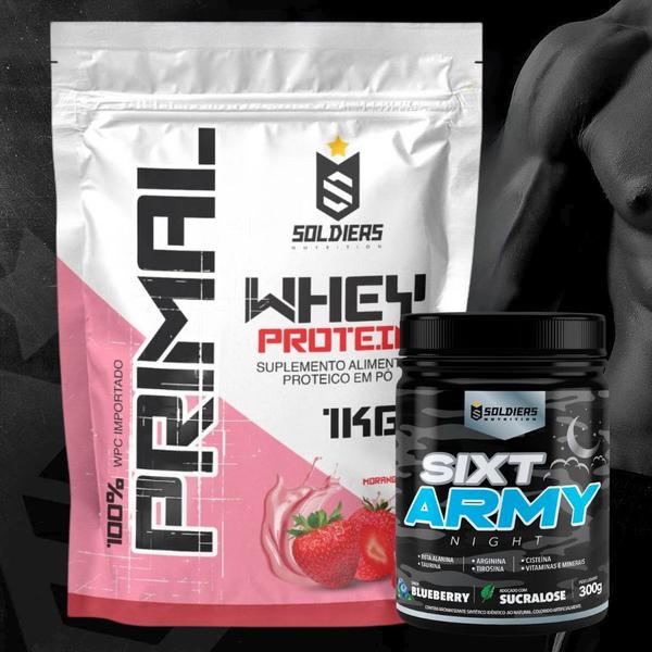 Imagem de Kit: Whey Protein Primal 1Kg 100% Importado + Pré-Treino Sixt Army - Soldiers Nutrition