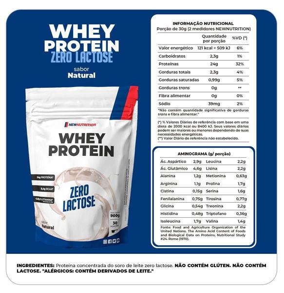 Imagem de Kit Whey Protein Zero Lactose 900g Natural + Creatina Micronizada 300g NEWNUTRITION