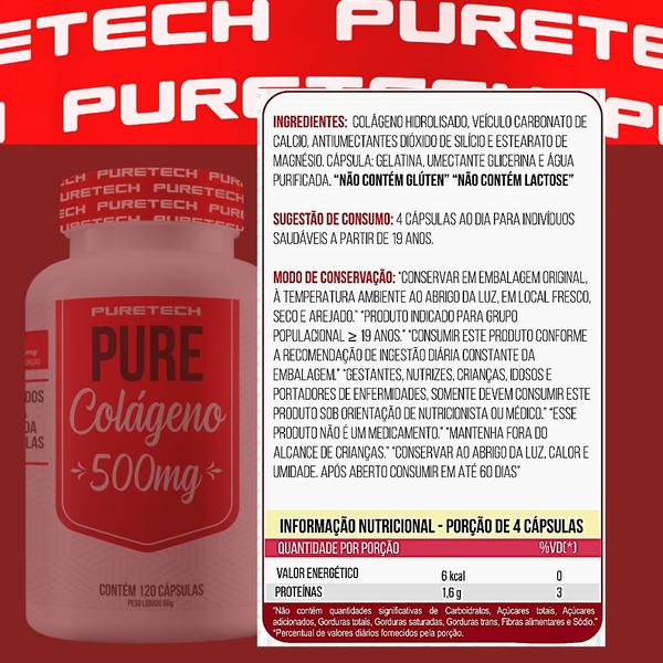 Imagem de Kit Whey Pure 2W 900g + Creatina 100% Pura 500g + Colágeno 120Caps + Coqueteleira PURETECH