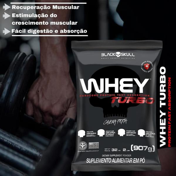 Imagem de Kit Whey Turbo 907g mais Creatina Turbo 150g - Black Skull