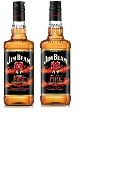 Kit Whiskey Jim Beam Bourbon Kentucky Fire 1l 2 unidades - Canela Imagem de Kit Whiskey Jim Beam Bourbon Kentucky Fire 1l 2 unidades - Canela