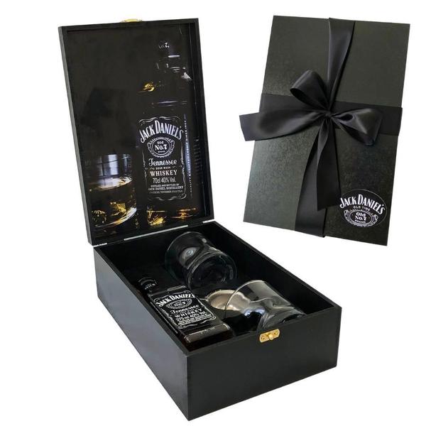 Imagem de Kit Whisky Jack Daniels Presente + 2 Copos Vidro + Dosador