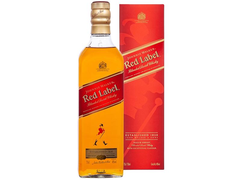 Kit Whisky Johnnie Walker Red Label Escocês - 750ml + Energético Red Bull Zero 250ml 4 Unidades Imagem de Kit Whisky Johnnie Walker Red Label Escocês