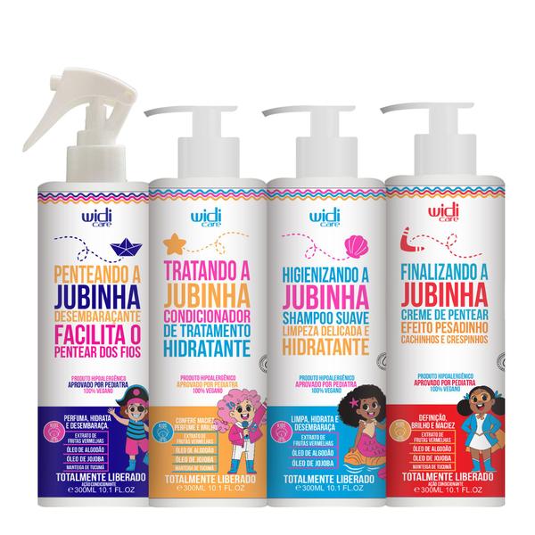 Imagem de Kit Widi Care Jubinha Infantil Shampoo, Condicionador, Creme de Pentear Pesadinho, Spray Desembaraçante