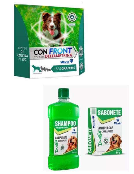 Imagem de Kit Wold Coleira Confront Deltametria 25g + Shampoo e sabonete Dugs