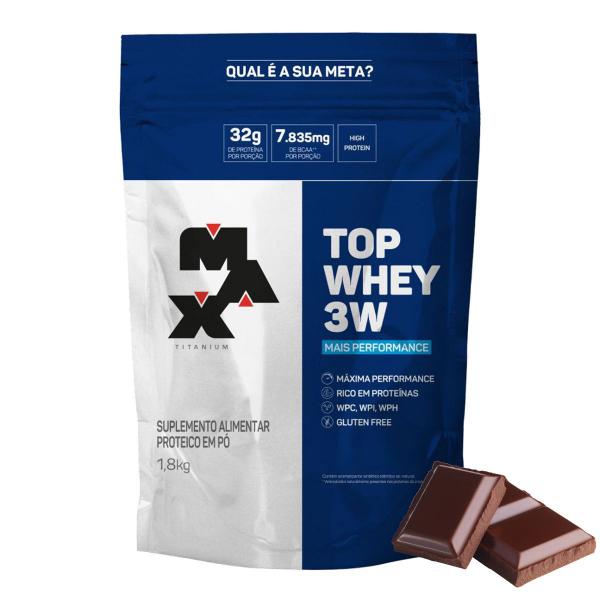 Imagem de Kit x2 Top Whey Protein 3w Performance Chocolate 1,8kg Max Titanium