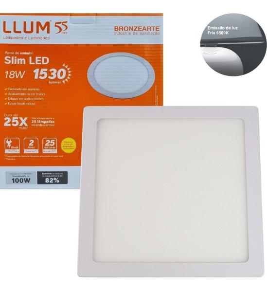 Imagem de Kit x5 Painel Led De Embutir Slim Bronzearte 18w Quadrado 6500K Bivolt