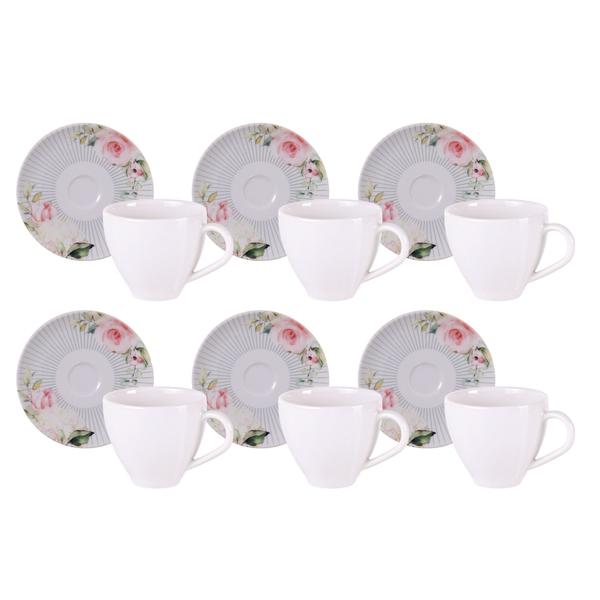 Imagem de Kit Xícara e Pires de Café Tramontina Ornatta em Porcelana Decorada 100 ml 12 Peças