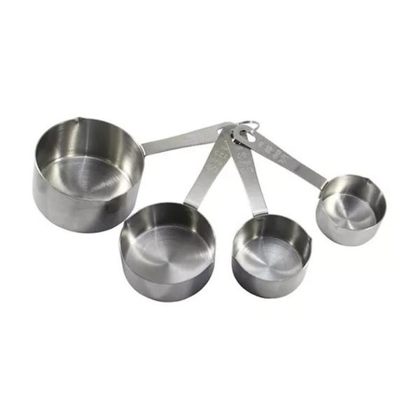 Imagem de Kit Xícaras Medidor Aço Inox 4 Peças Resistente Prático