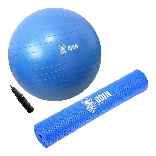 Imagem de Kit Yoga Tapete Pvc E Bola De Pilates 55 Cm Suiça Odin Fit